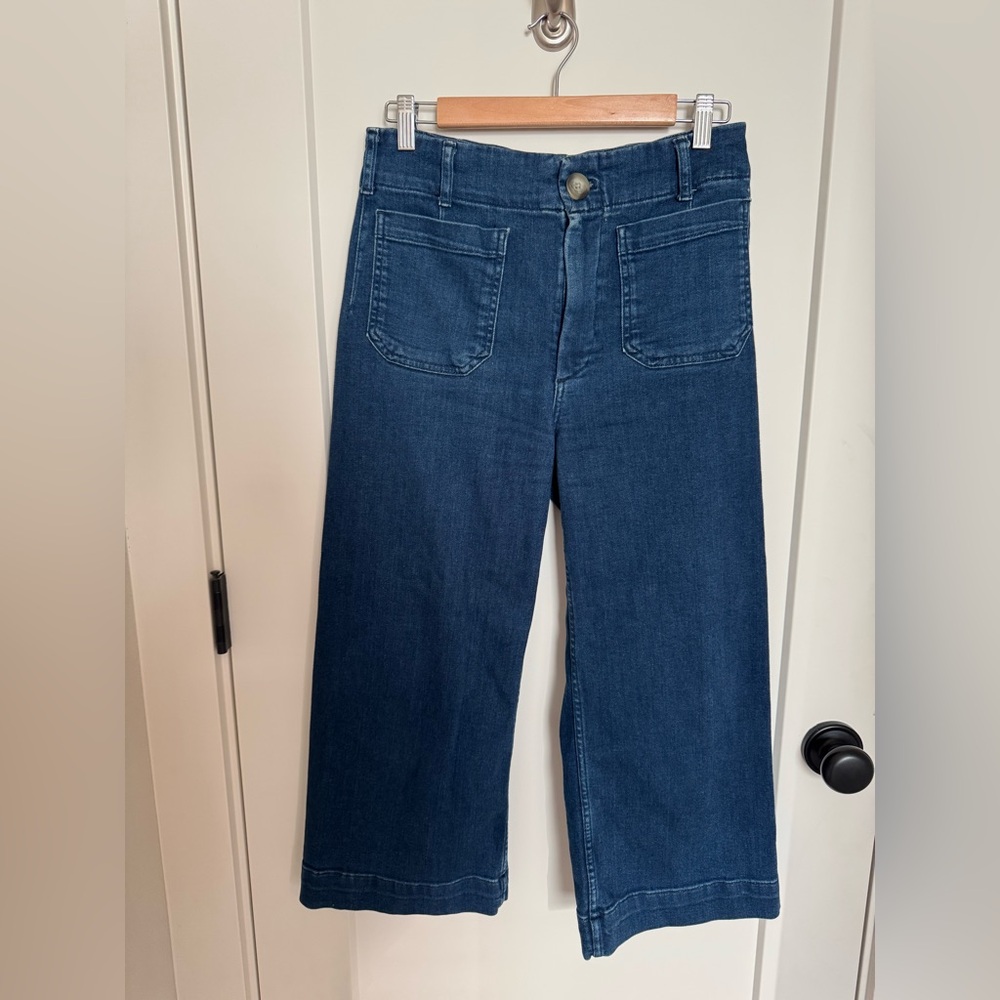 Maeve Dark Blue Crop Wideleg Jeans